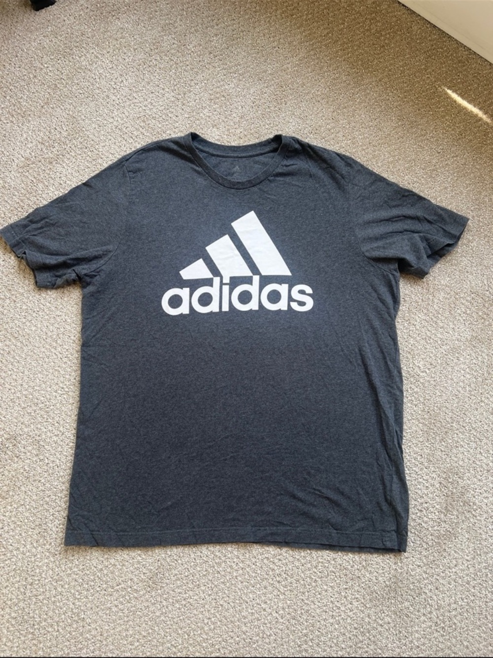 Adidas Men's Short Sleeve Logo Tee in Charcoal with White Logo